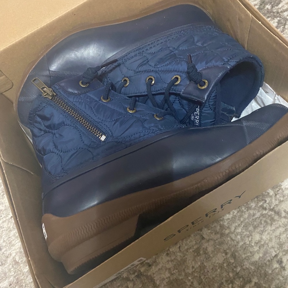 Women's Navy Sperry Top-Slider Boots